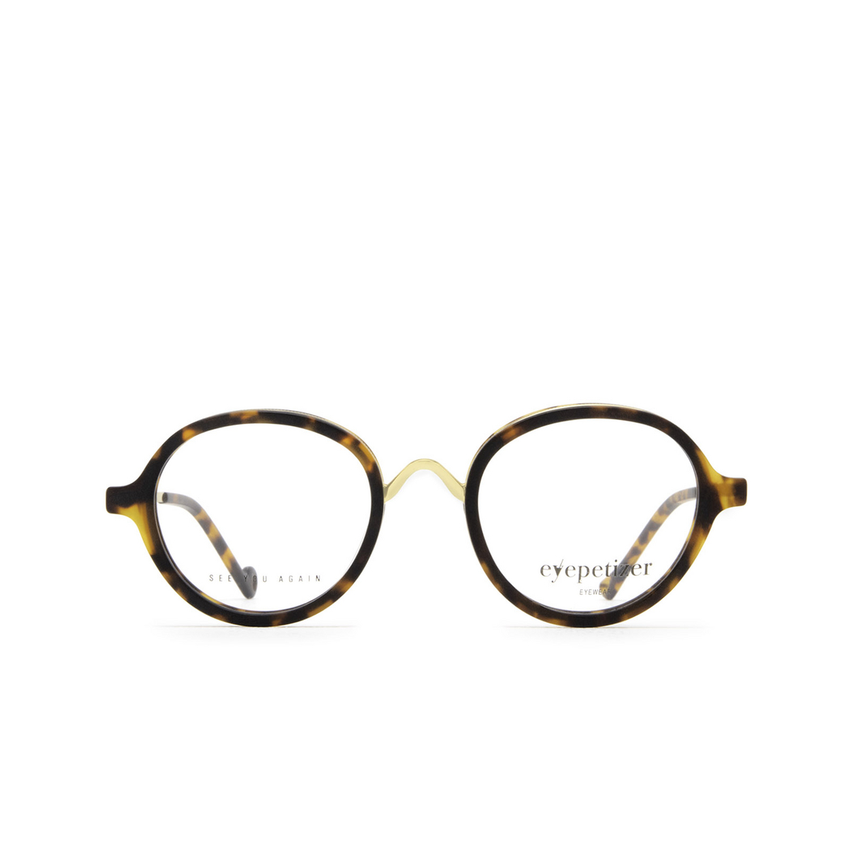 Eyepetizer® Round Eyeglasses: 55 OPT color Dark Havana Matt And Gold C.I-4 - front view.