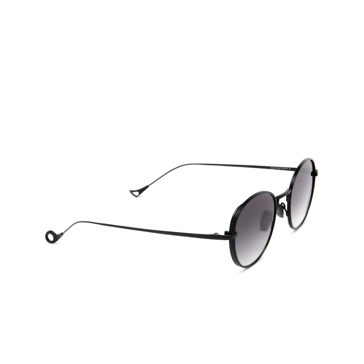 Eyepetizer® Round Sunglasses: Alen color Black C.6-27 - three-quarters view.