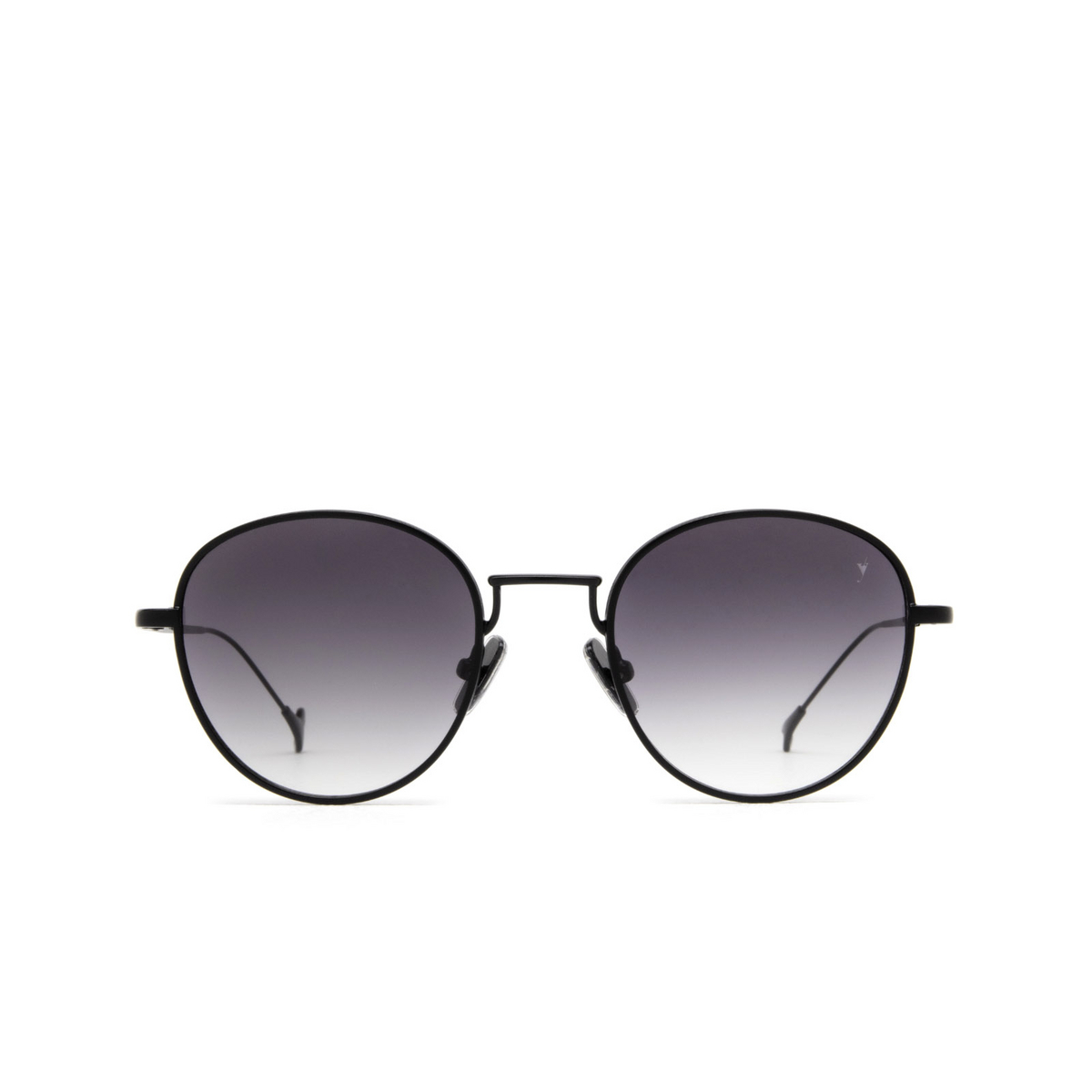 Eyepetizer® Round Sunglasses: Alen color Black C.6-27 - front view.