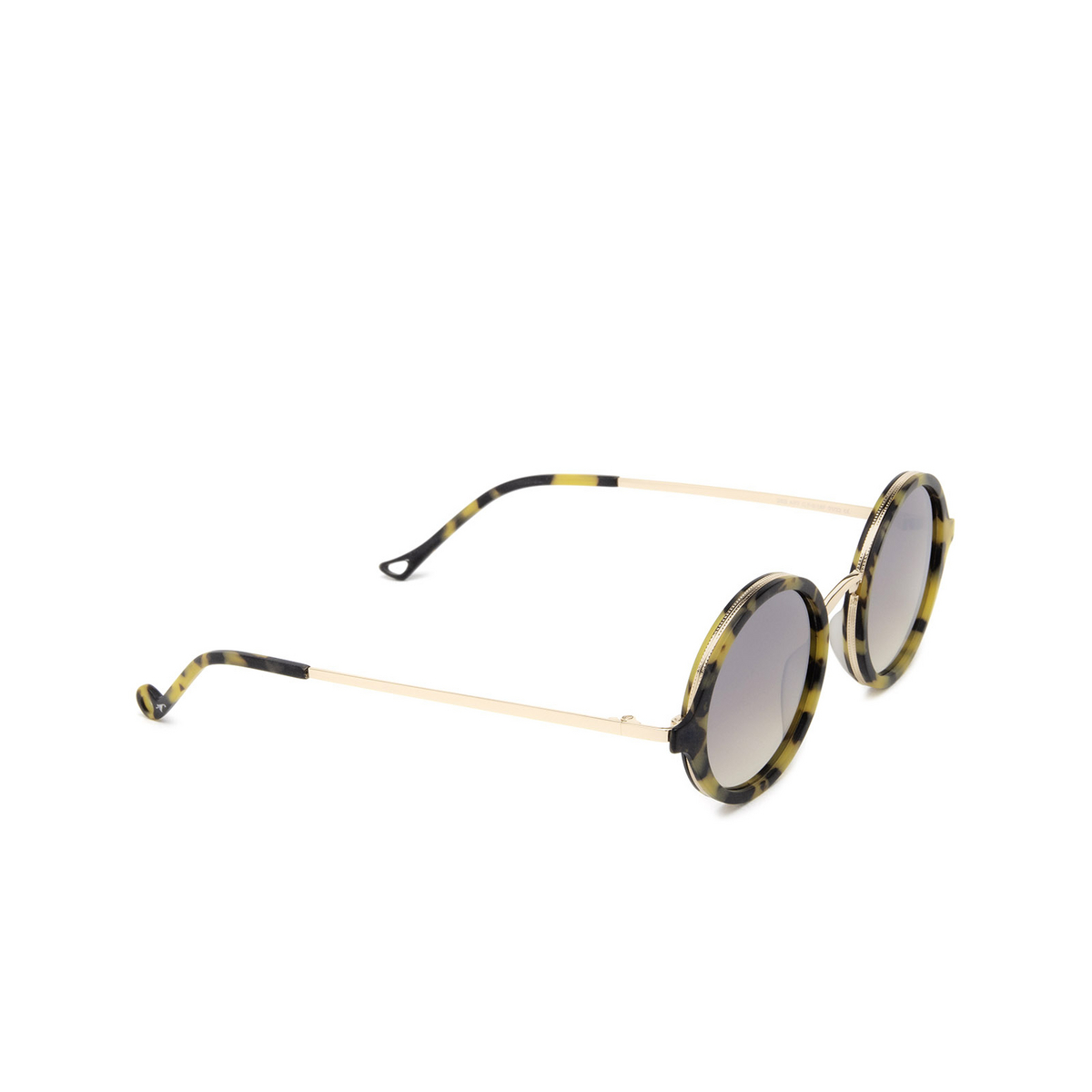 Eyepetizer® Round Sunglasses: Des Art color Havana Matt And Rose Gold C.F-9-18F - three-quarters view.