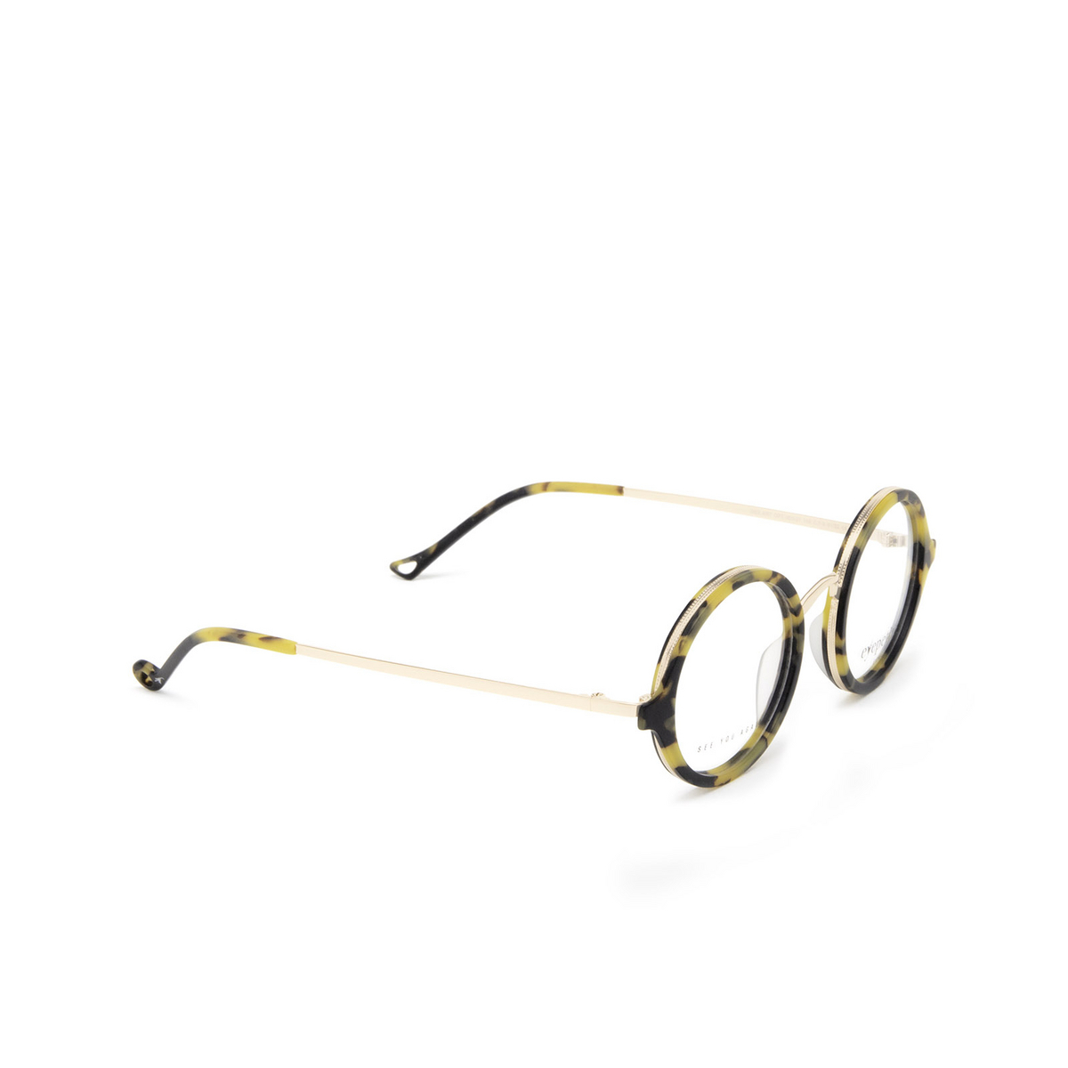 Eyepetizer® Round Eyeglasses: Des Art Opt color Havana Matt And Rose Gold C.F-9 - three-quarters view.