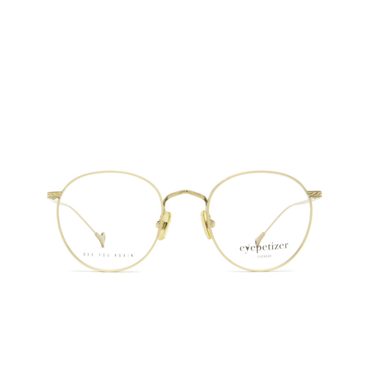 Eyepetizer® Round Eyeglasses: Jockey Opt color Gold C.4 - front view.