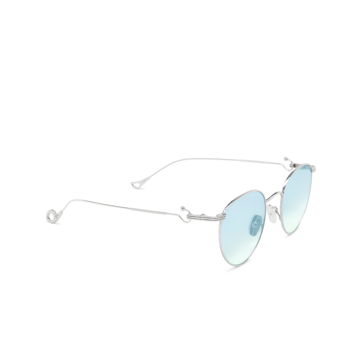 Eyepetizer® Round Sunglasses: Lune color Silver C.1-23F - three-quarters view.