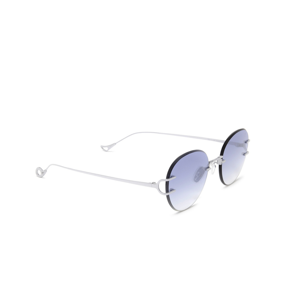 Eyepetizer® Round Sunglasses: Roy color Silver C.1-26F - three-quarters view.