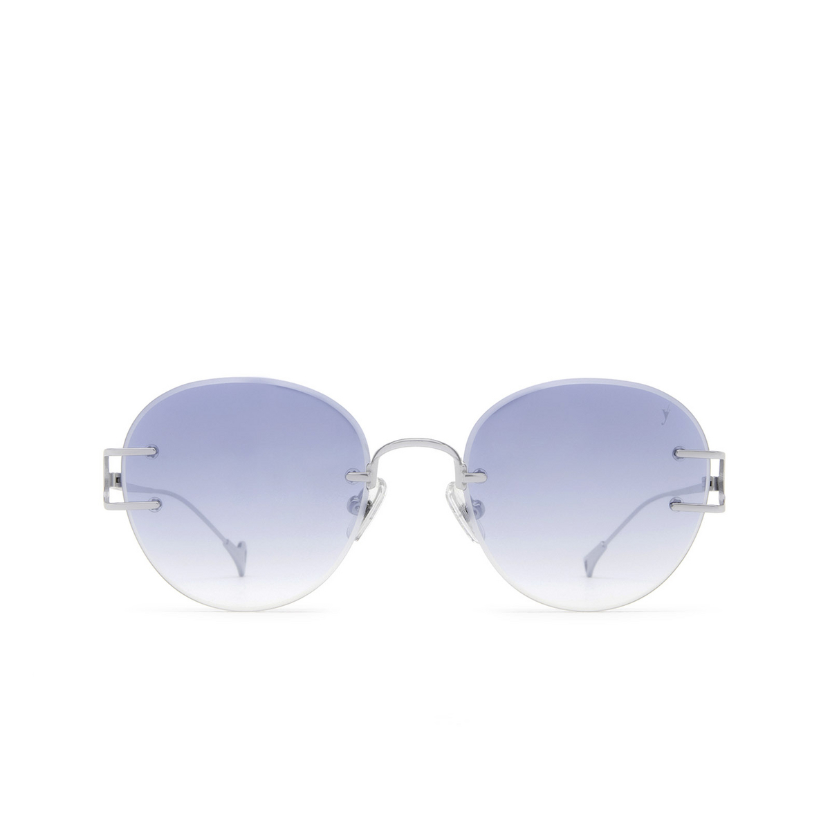 Eyepetizer® Round Sunglasses: Roy color Silver C.1-26F - front view.