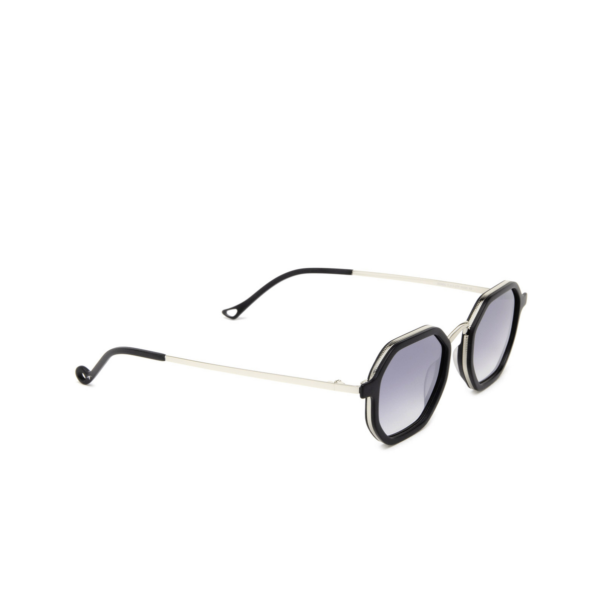 Eyepetizer® Irregular Sunglasses: Senequier color Black Matt And Silver C.A-1-27F - three-quarters view.