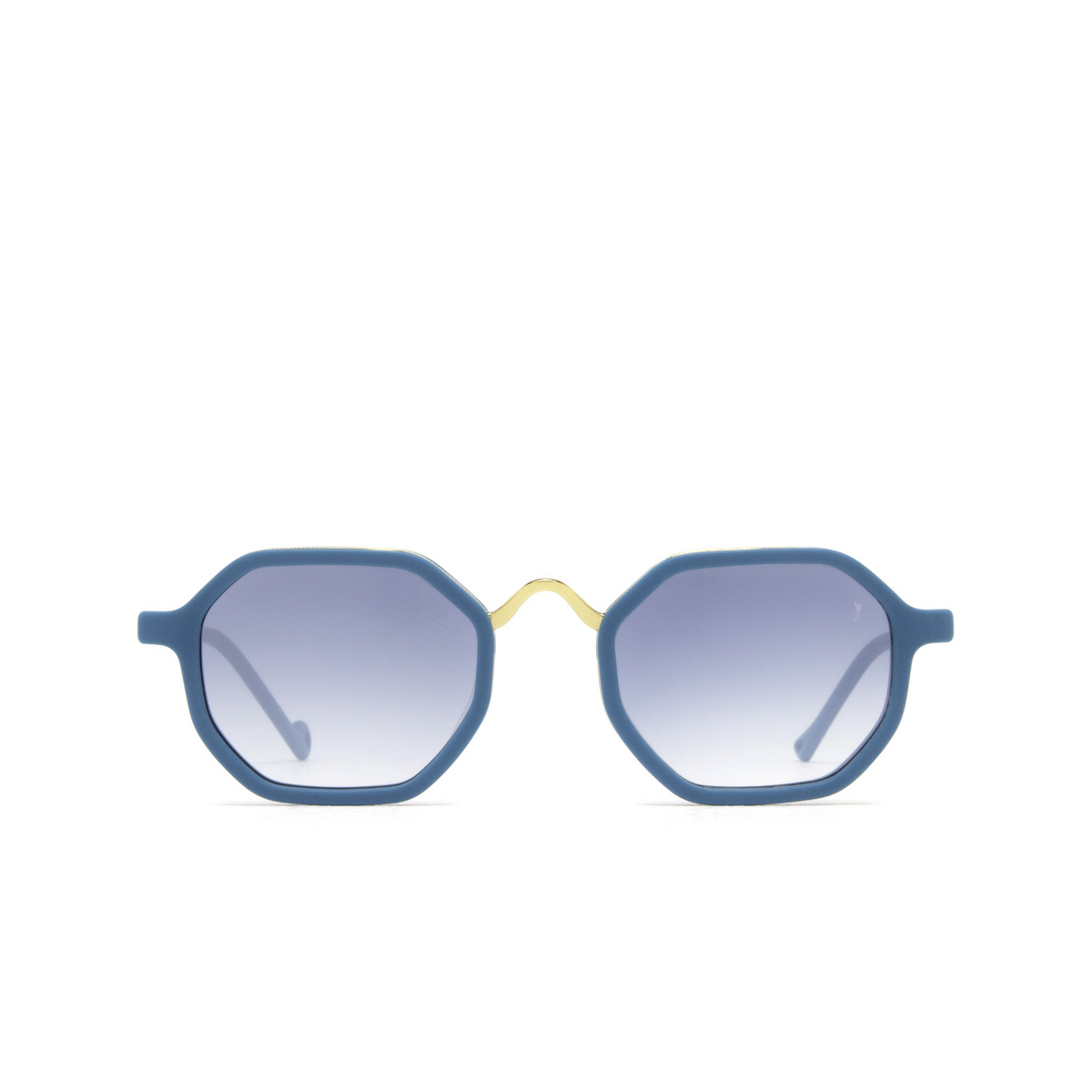 Eyepetizer® Irregular Sunglasses: Senequier color Petrol Blue Matte And Gold C.T-4-26F - front view.