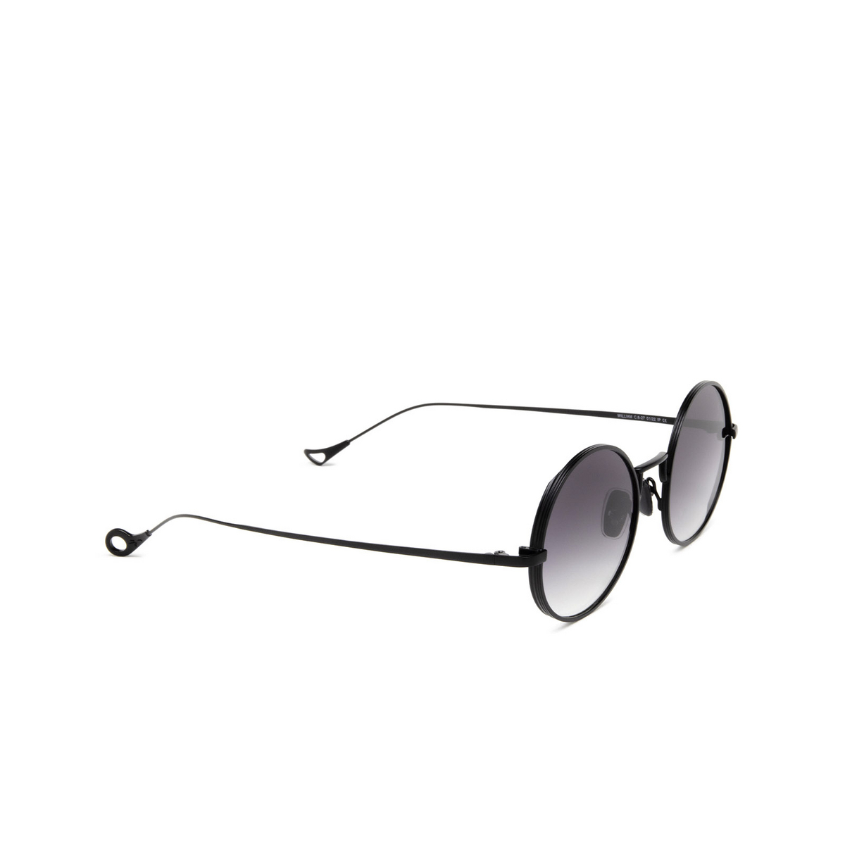 Eyepetizer® Round Sunglasses: William color Black C.6-27 - three-quarters view.