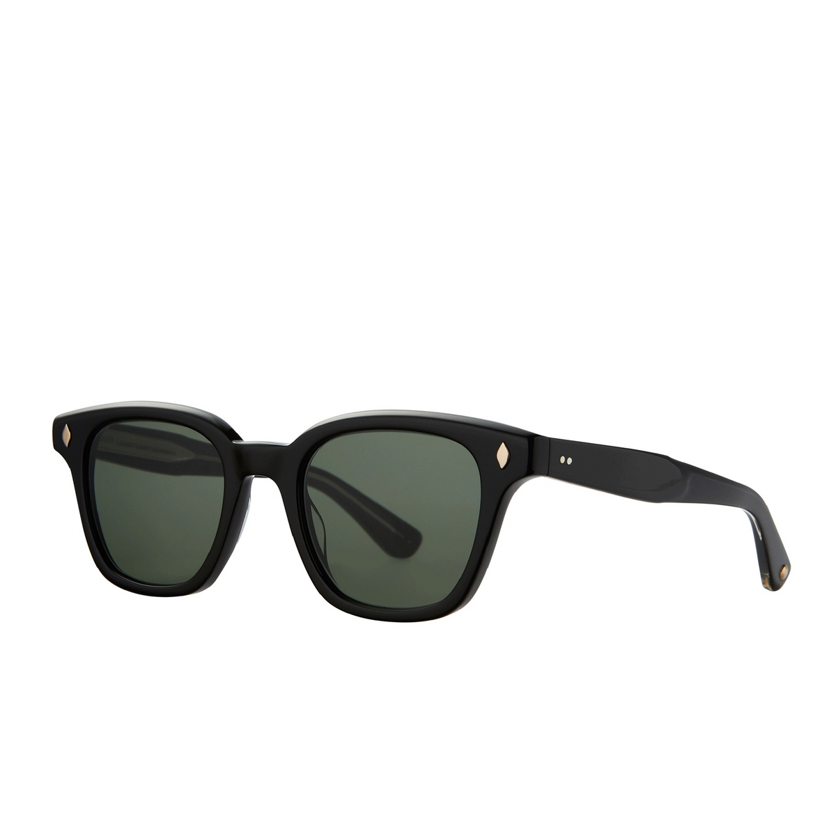 Garrett Leight® Square Sunglasses: Broadway Sun color BK/SFPG15 Black/semi-flat Pure G15 - three-quarters view