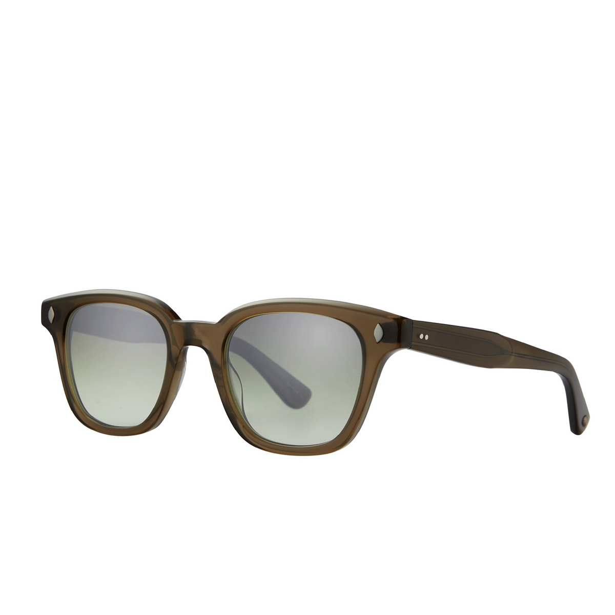 Garrett Leight BROADWAY Sunglasses OLIO/SFOLVLM Olio/Semi-Flat Olive Layered Mirror - three-quarters view