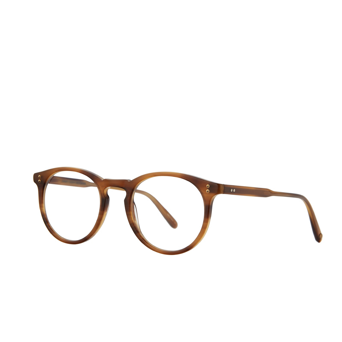 Garrett Leight® Round Eyeglasses: Carlton color Bio Blonde Tortoise Bio Bto - three-quarters view.