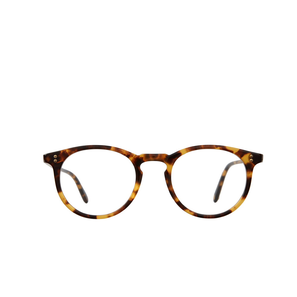 Garrett Leight® Round Eyeglasses: Carlton color Bio Spotted Tortoise Bio Spt - front view.