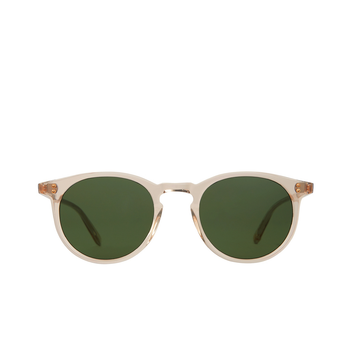 Garrett Leight® Round Sunglasses: Carlton Sun color Bio Bgecr/bio Grn Bio Beige Crystal/bio Green - front view