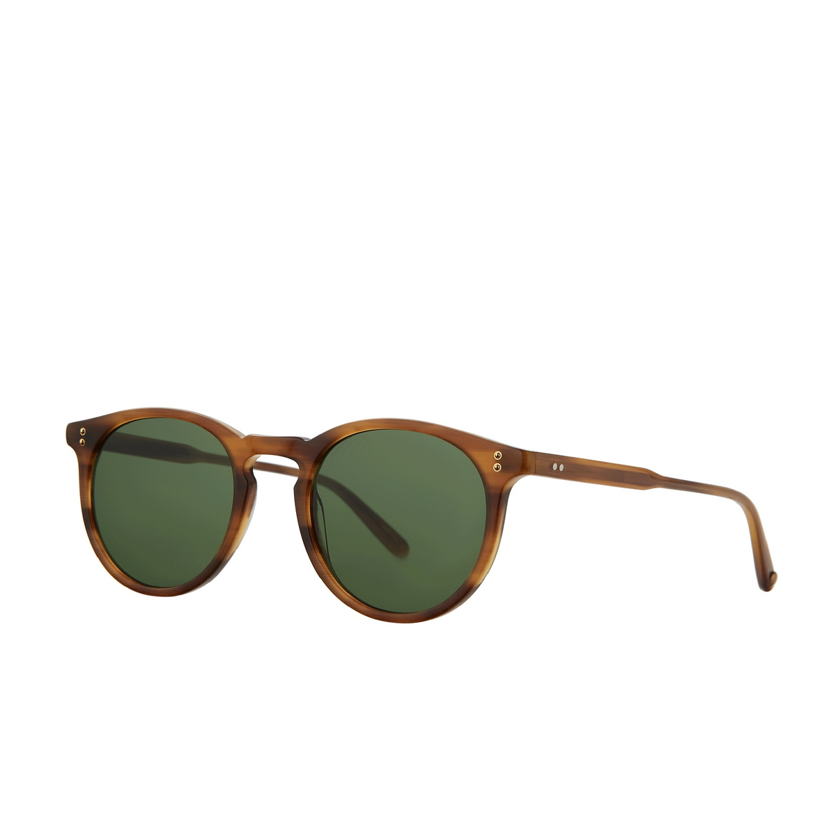 Garrett Leight® Round Sunglasses: Carlton Sun color Bio Bto/bio Grn Bio Blonde Tortoise/bio Green - three-quarters view