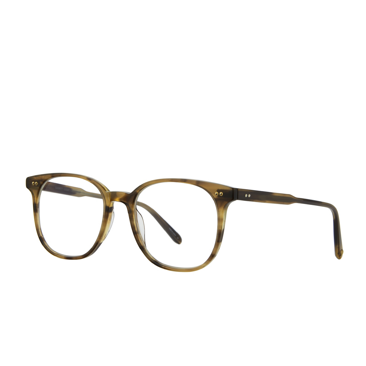 Garrett Leight® Square Eyeglasses: Carrol color Eco Army Tortoise Bio At - three-quarters view.