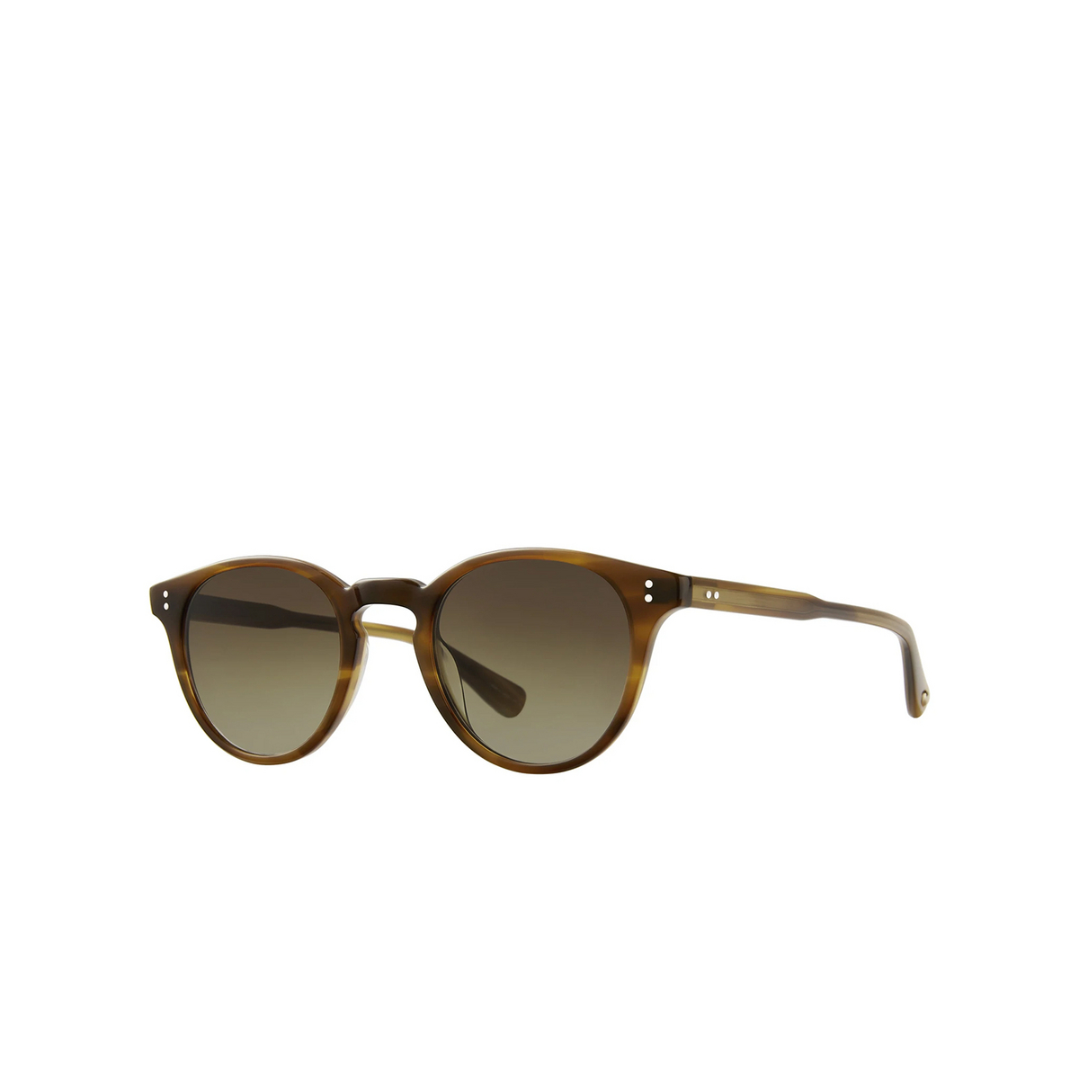 Garrett Leight® Round Sunglasses: Clement Sun color Sdt/pbn Saddle Tortoise/pure Brown - three-quarters view