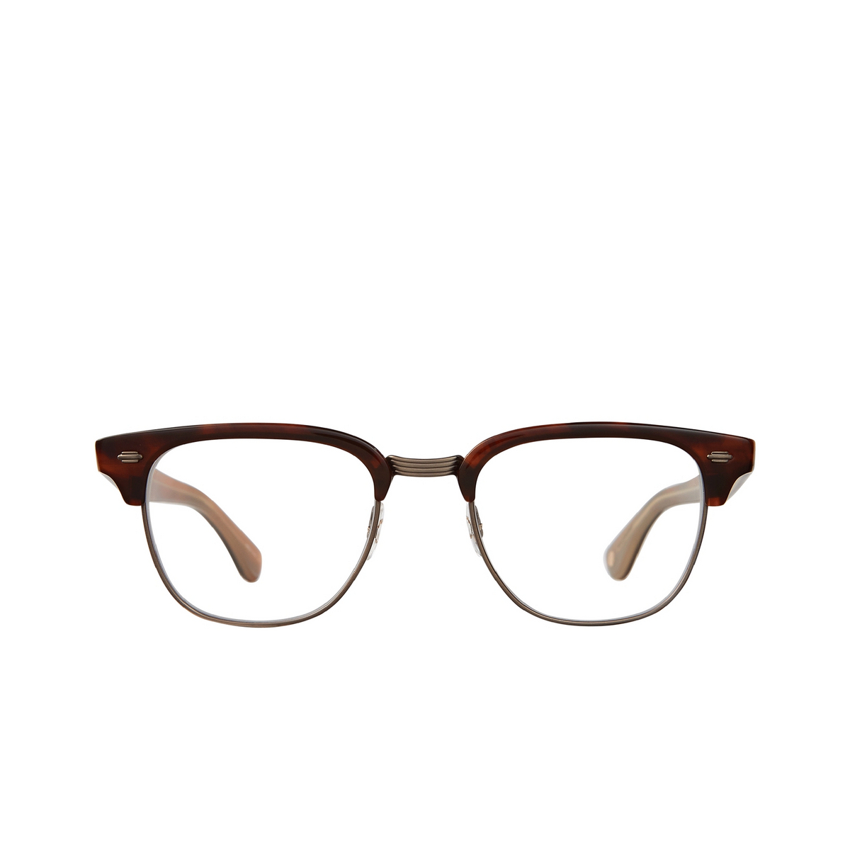 Garrett Leight® Square Eyeglasses: Elkgrove color Whiskey Tortoise-antique Gold Wht-atg - front view.