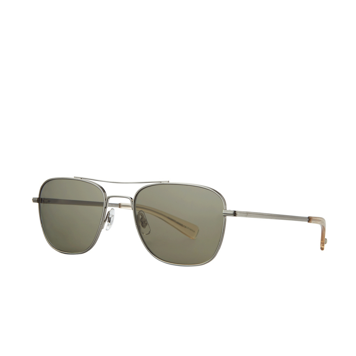 Garrett Leight® Aviator Sunglasses: Harbor Sun color BS-CH/G15SUV Brushed Silver-champagne/g15 Suv - three-quarters view
