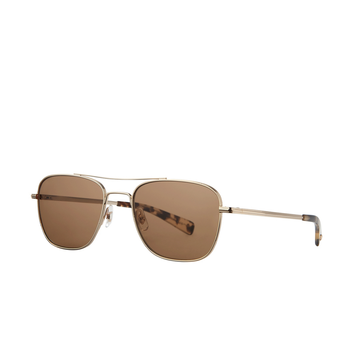 Garrett Leight® Aviator Sunglasses: Harbor Sun color G-yt/brnsuv Gold-yellow Tortoise/brown Suv - three-quarters view