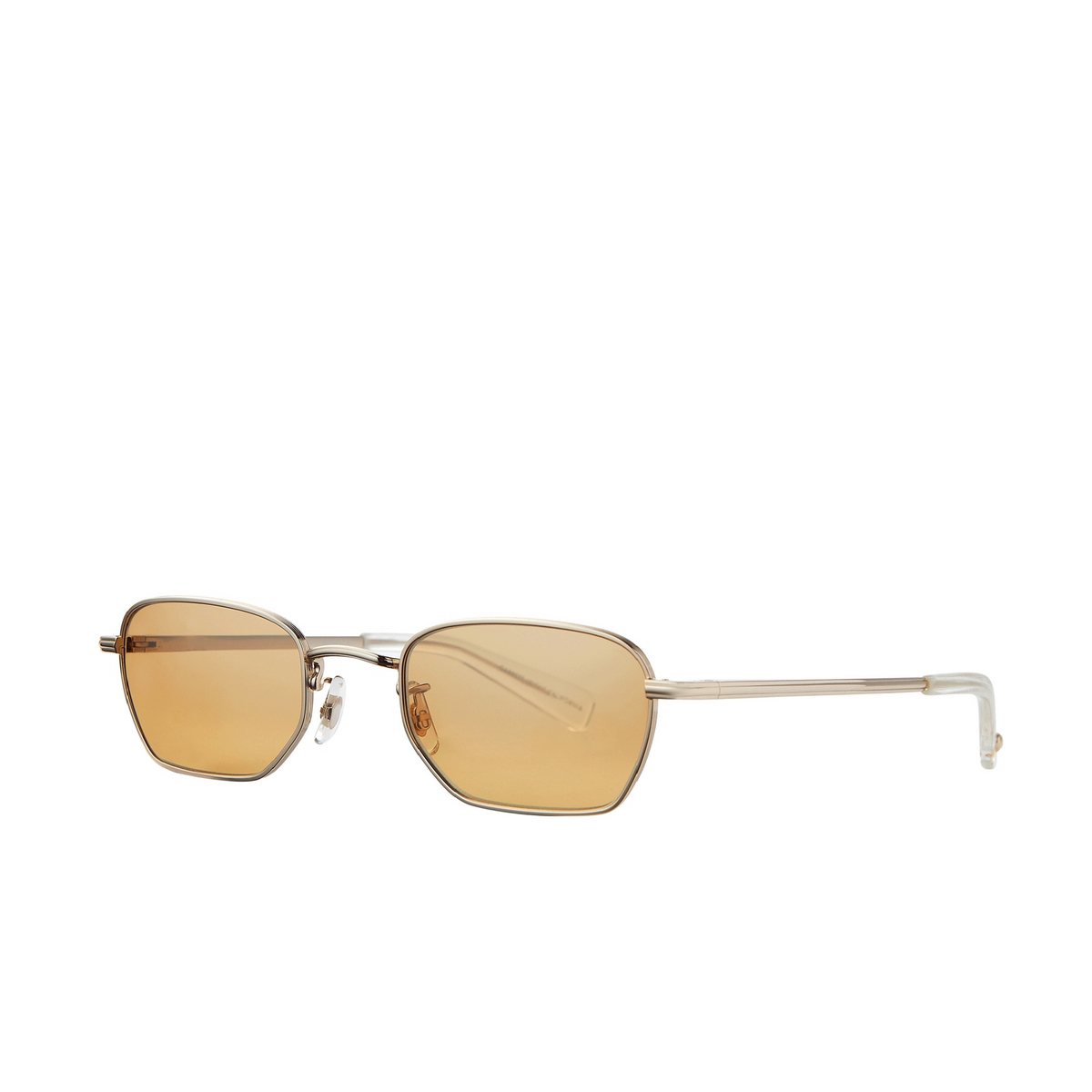 Garrett Leight® Rectangle Sunglasses: Holly Sun color G-cr/hm Gold-crystal/halo Mirror - three-quarters view