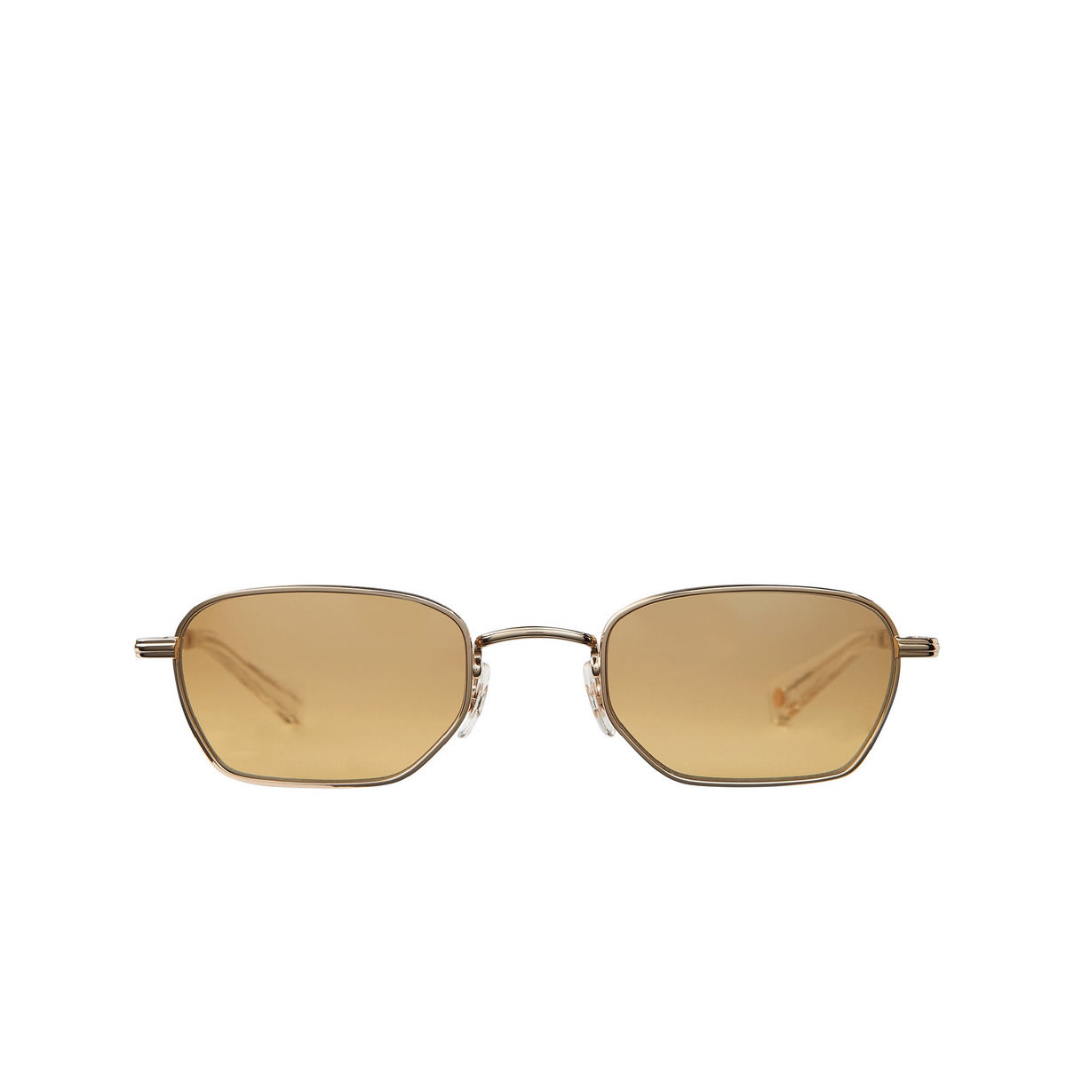 Garrett Leight® Rectangle Sunglasses: Holly Sun color G-cr/hm Gold-crystal/halo Mirror - 1/2