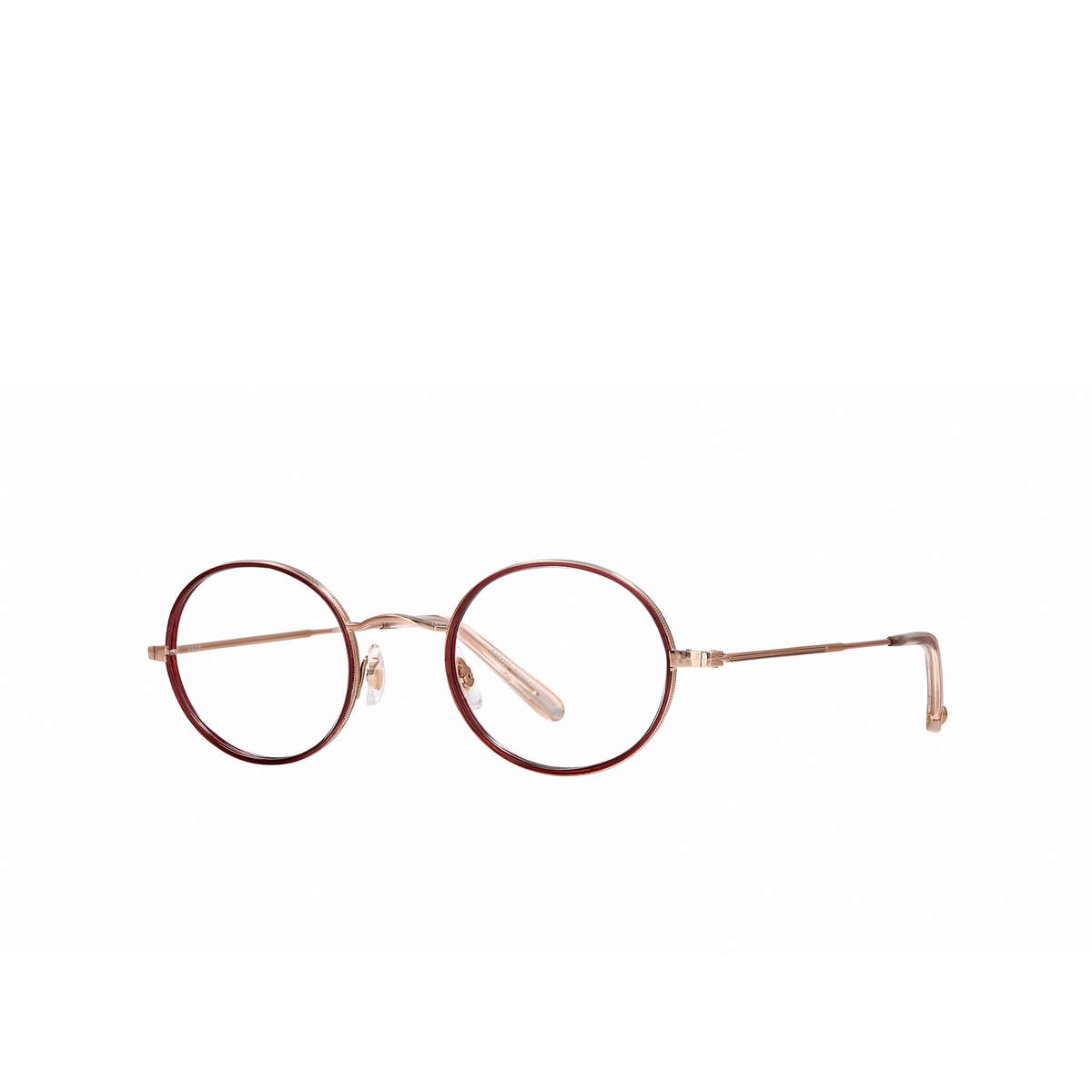Garrett Leight LINDEN Eyeglasses BGY-RG-NU Burgundy-Rose Gold-Nude - three-quarters view