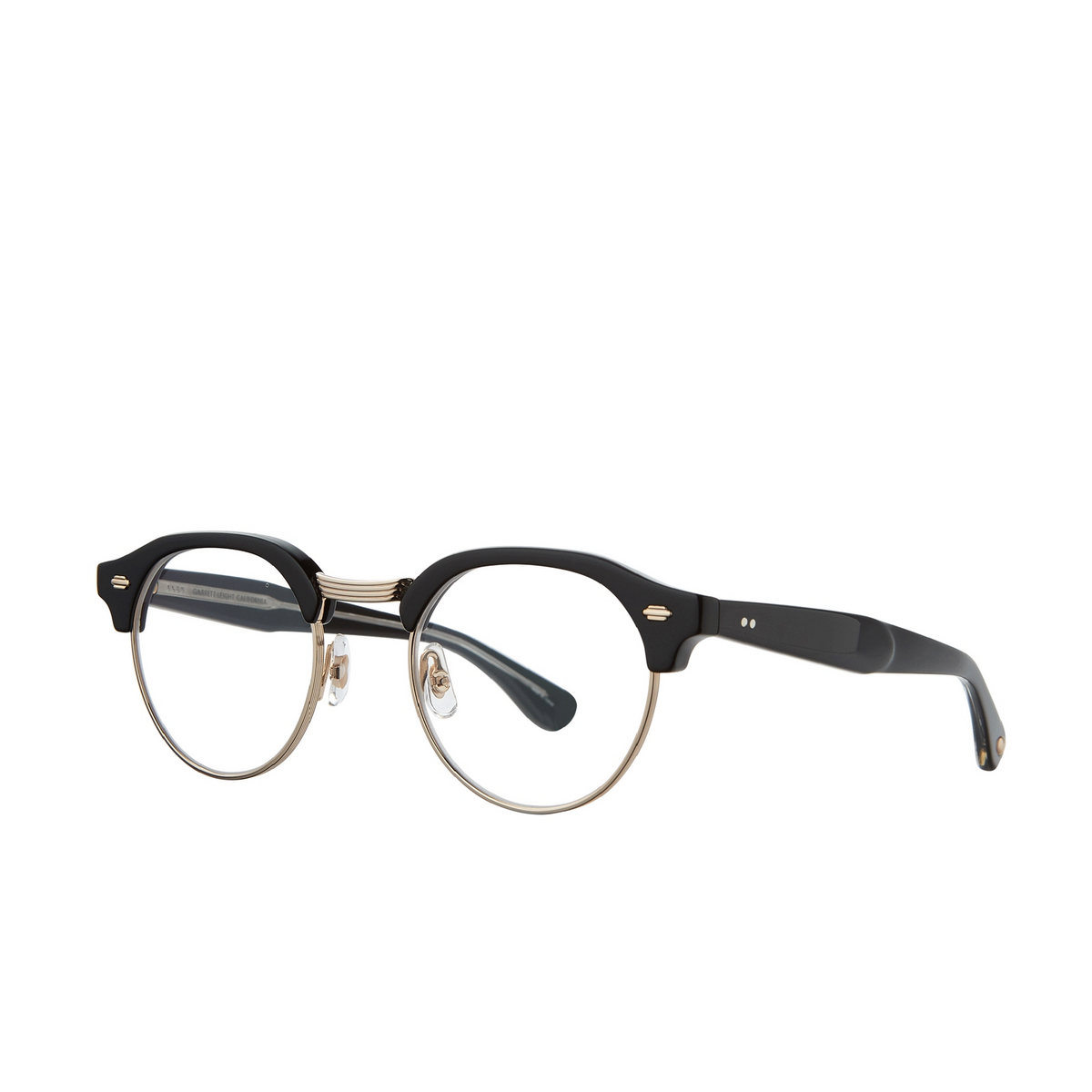 Garrett Leight® Square Eyeglasses: Oakwood color Black-gold Bk-g - three-quarters view.