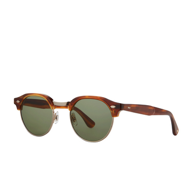 Garrett Leight OAKWOOD Sunglasses hat-g/grn honey amber tortoise-gold/green - three-quarters view