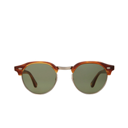 Garrett Leight® Round Sunglasses: Oakwood Sun color Hat-g/grn Honey Amber Tortoise-gold/green 