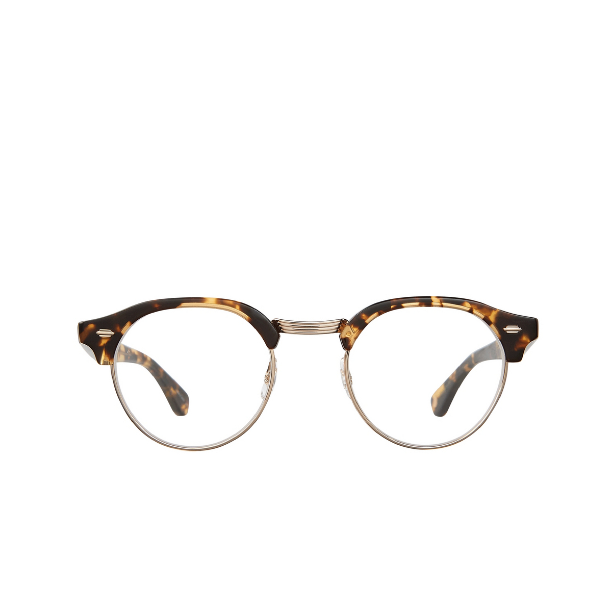 Garrett Leight® Round Eyeglasses: Oakwood color Tuscan Tortoise-gold Tut-g - front view.