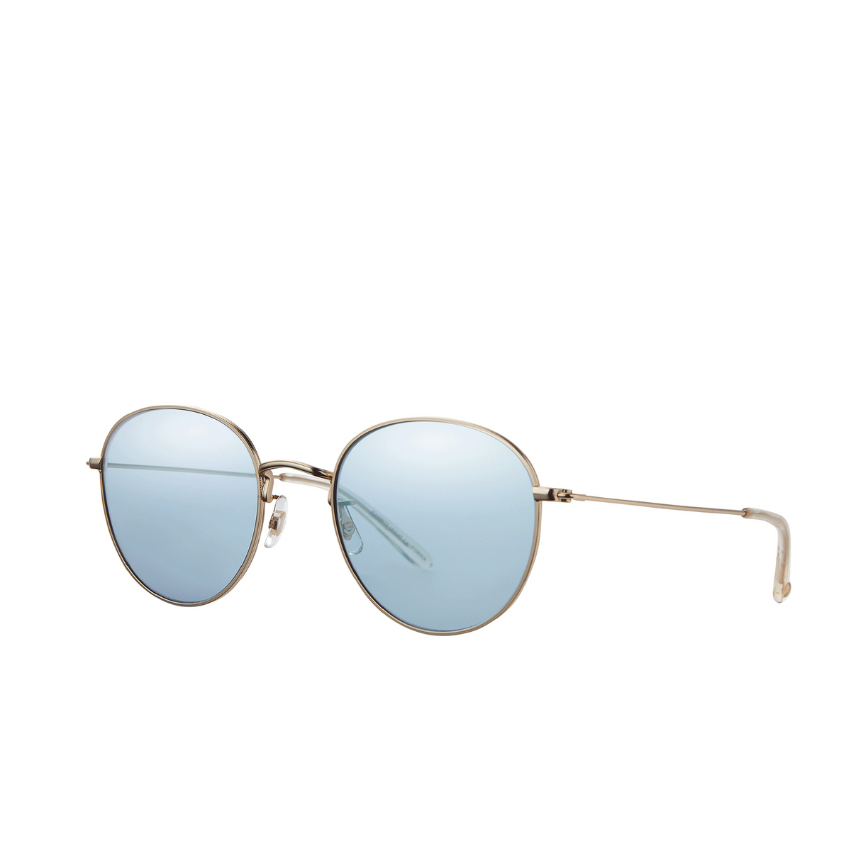 Garrett Leight® Round Sunglasses: Paloma M Sun color Matte Gold-prosecco/semi-flat Sky Layered Mirror Mg-pro/sfsklm - three-quarters view.