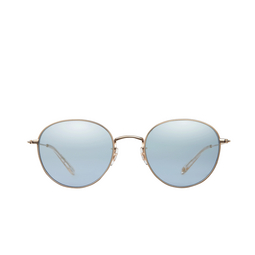 Garrett Leight® Round Sunglasses: Paloma M Sun color Mg-pro/sfsklm Matte Gold-prosecco/semi-flat Sky Layered Mirror 