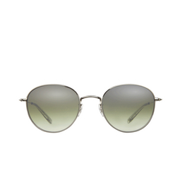Garrett Leight® Round Sunglasses: Paloma M Sun color Sv-llg/sfolvlm Silver-llg/semi-flat Olive Layered Mirror 