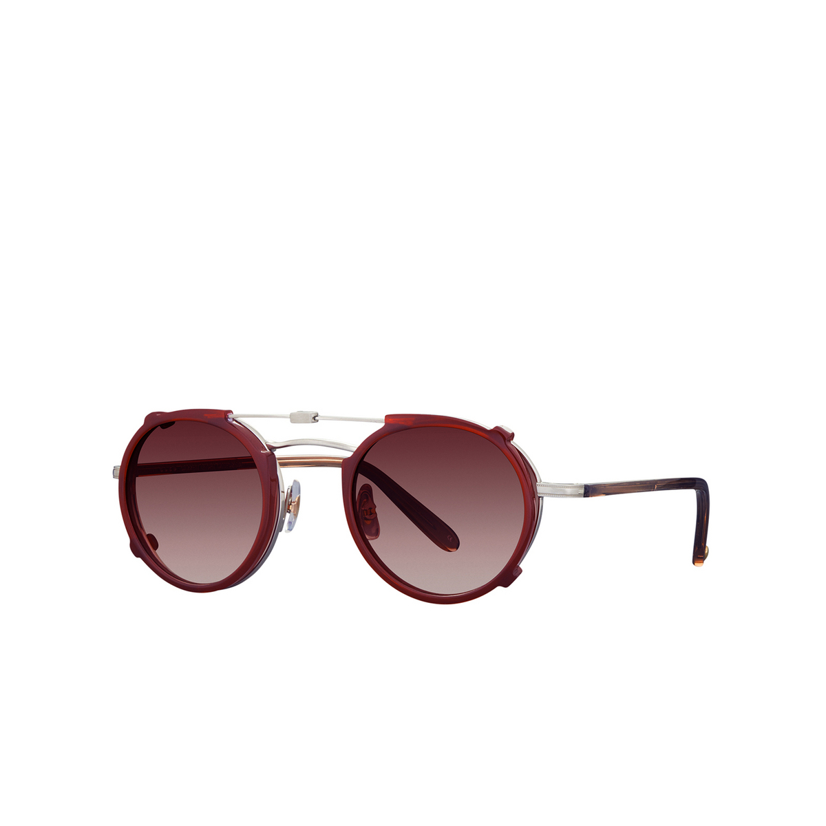 Garrett Leight PENMAR CLIP BS-BGY/MUGM Brushed Silver-Burgundy BS-BGY/MUGM Brushed Silver-Burgundy - tre quarti