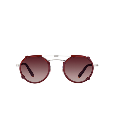 Garrett Leight PENMAR CLIP BS-BGY/MUGM Brushed Silver-Burgundy bs-bgy/mugm brushed silver-burgundy - front view