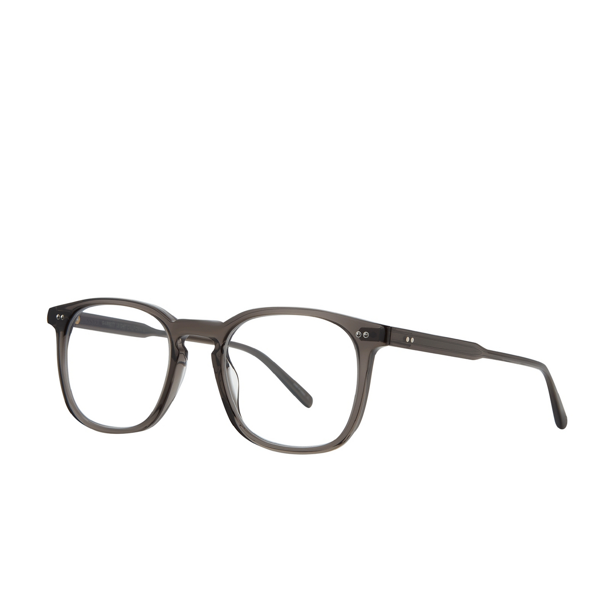 Garrett Leight® Square Eyeglasses: Ruskin color Bio Charcoal Bio Chr - three-quarters view.