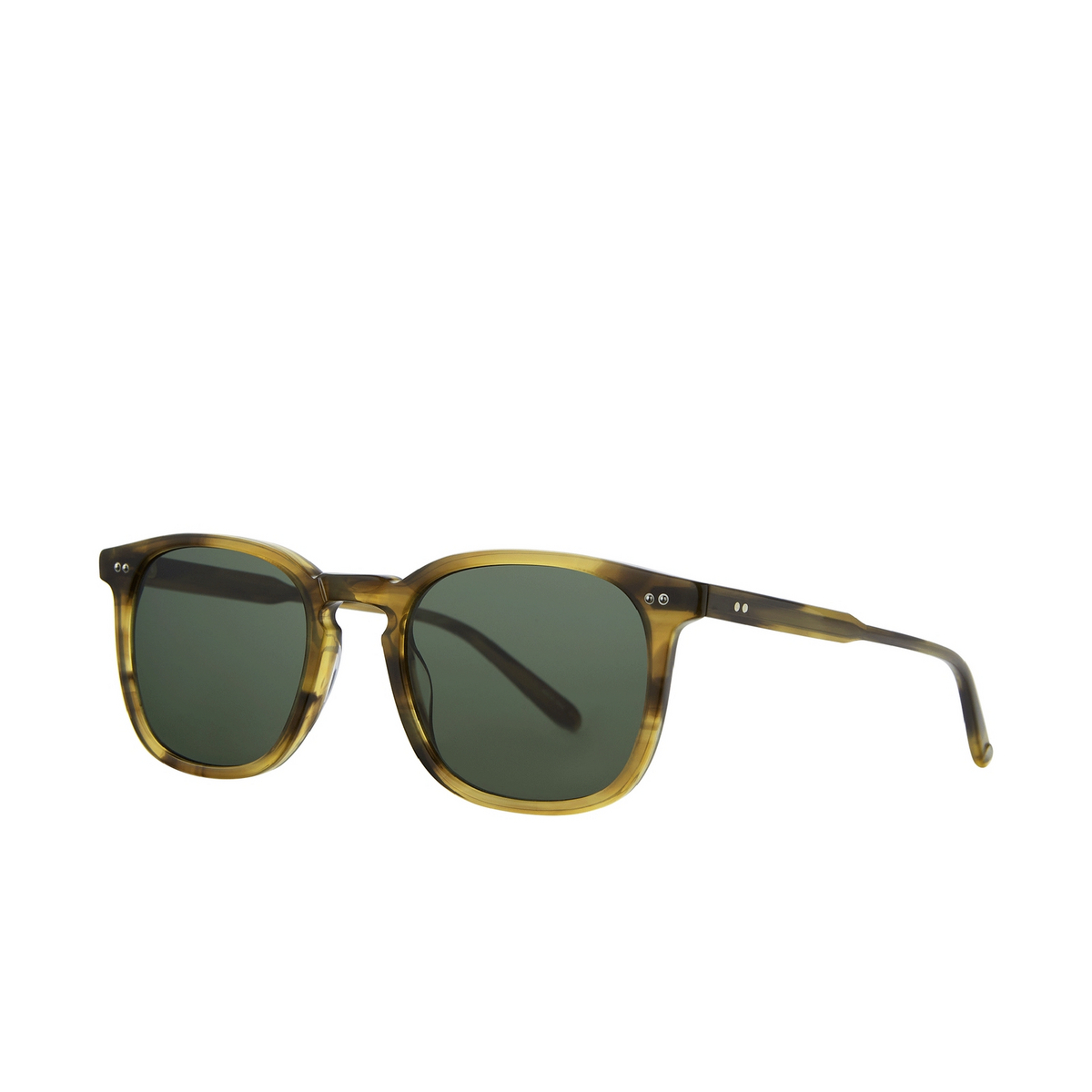 Garrett Leight® Square Sunglasses: Ruskin Sun color BIO AT/BIO G15 Bio Army Tortoise/bio G15 - three-quarters view