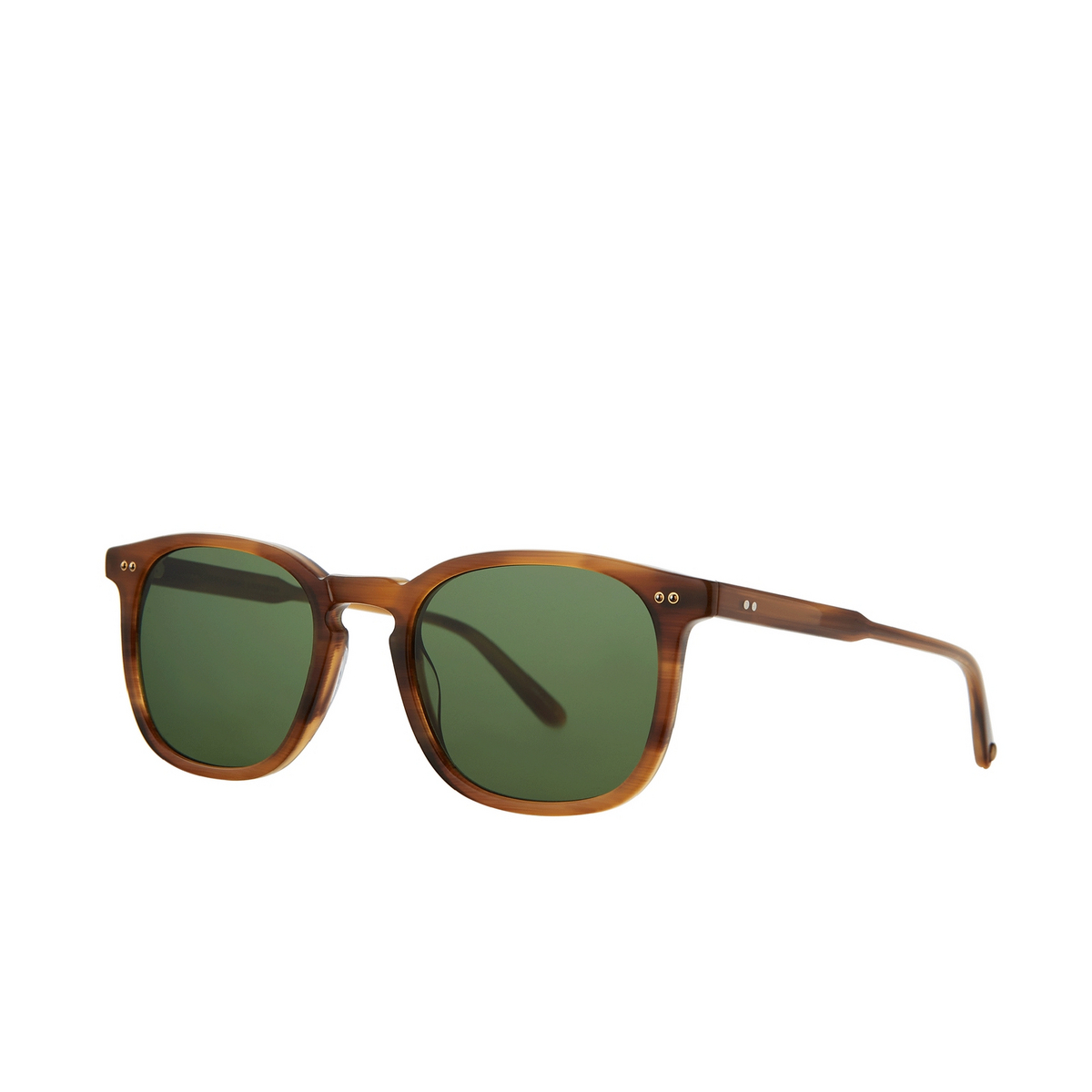 Garrett Leight® Square Sunglasses: Ruskin Sun color Bio Bto/bio Grn Bio Blonde Tortoise/bio Green - three-quarters view