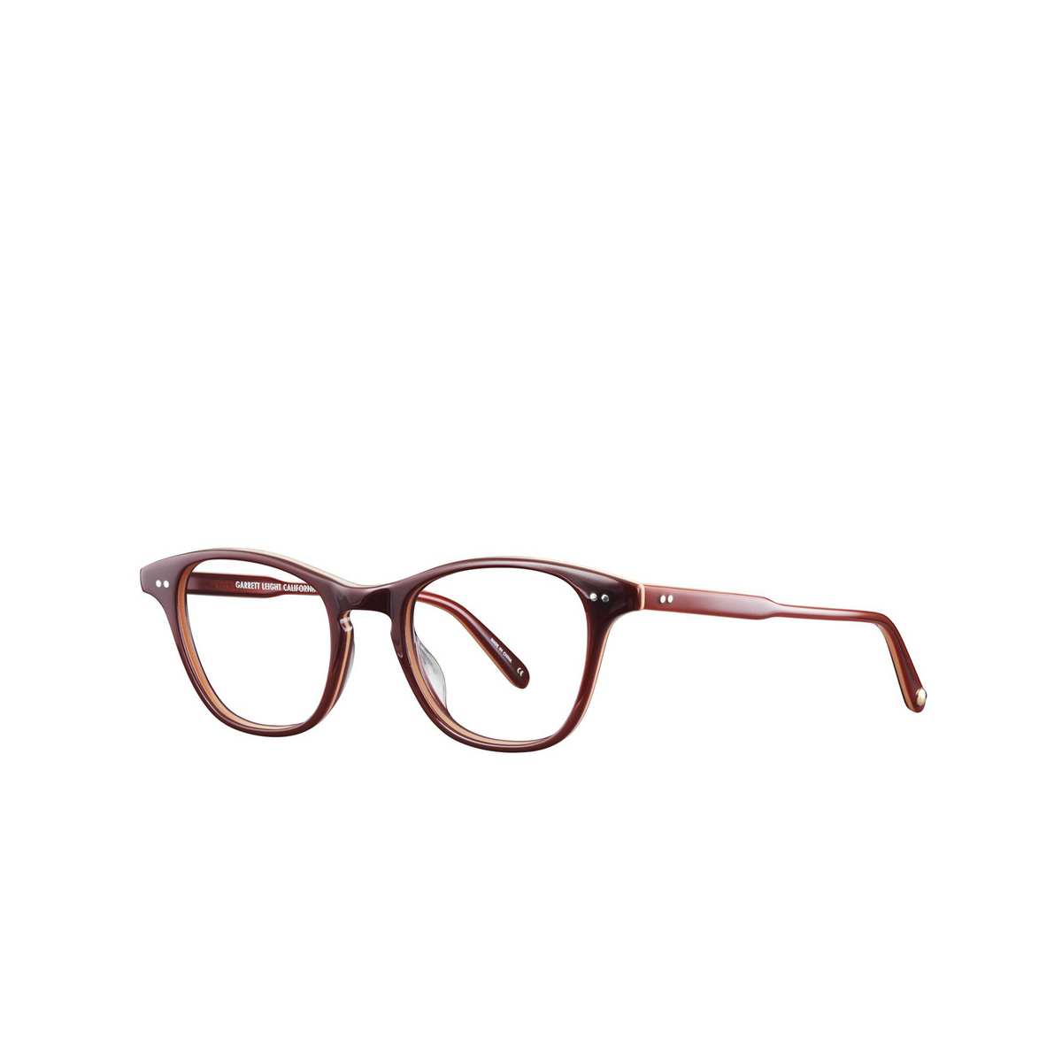 Garrett Leight VIENNA Eyeglasses BGST Burgundy Stripe - three-quarters view