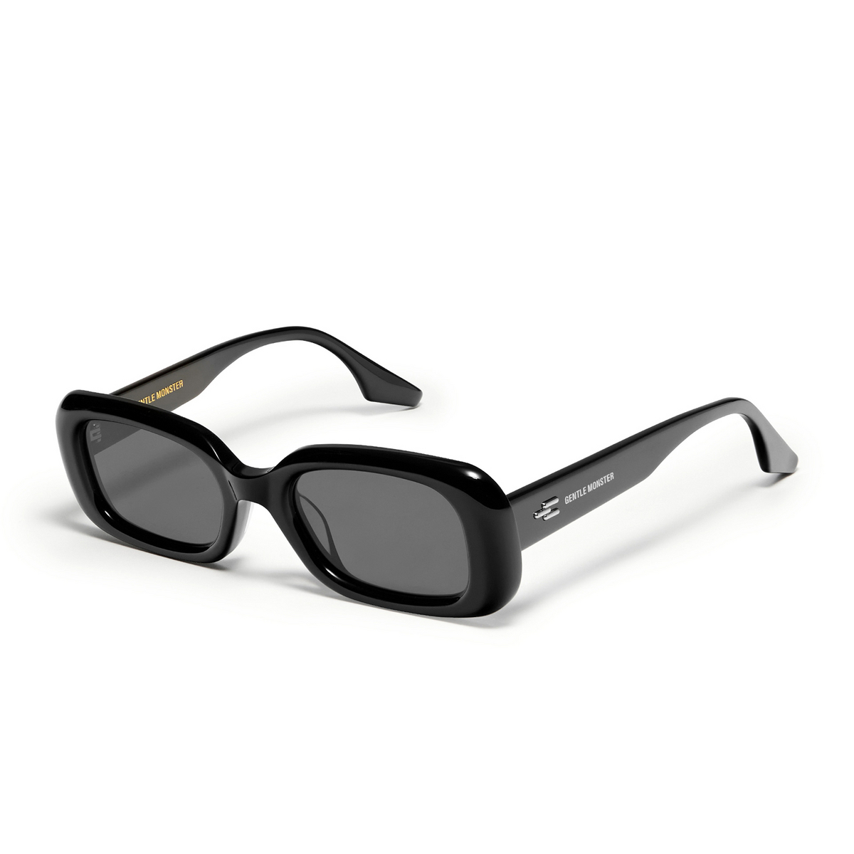 Gentle Monster® Rectangle Sunglasses: Bliss color Black 01 - three-quarters view.