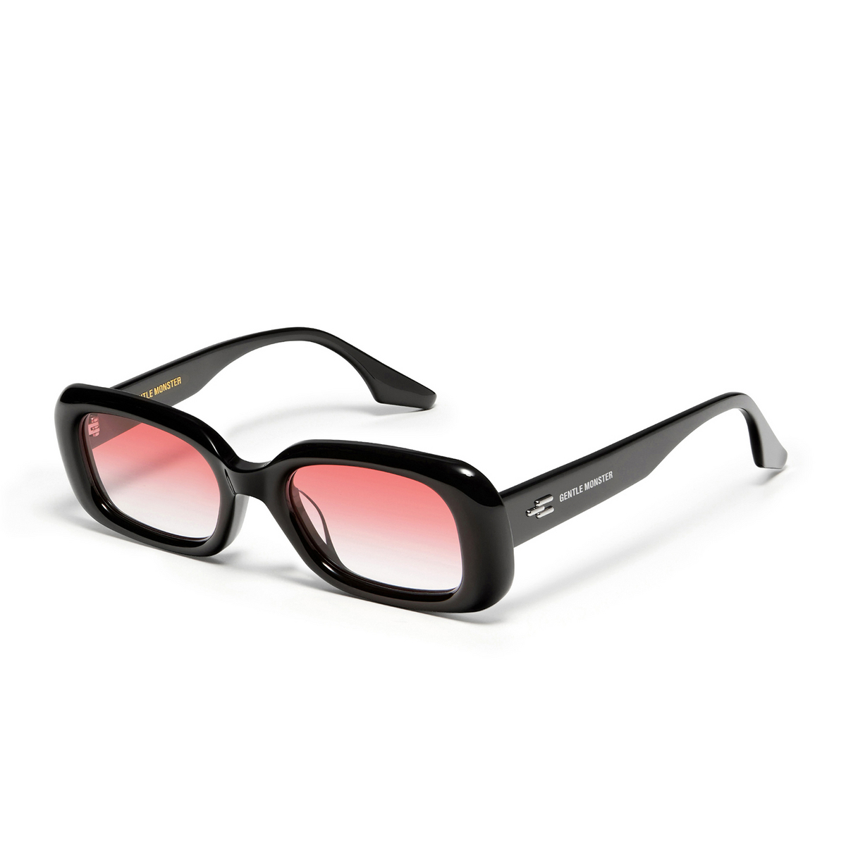 Gentle Monster® Rectangle Sunglasses: Bliss color Black 01RG - three-quarters view.
