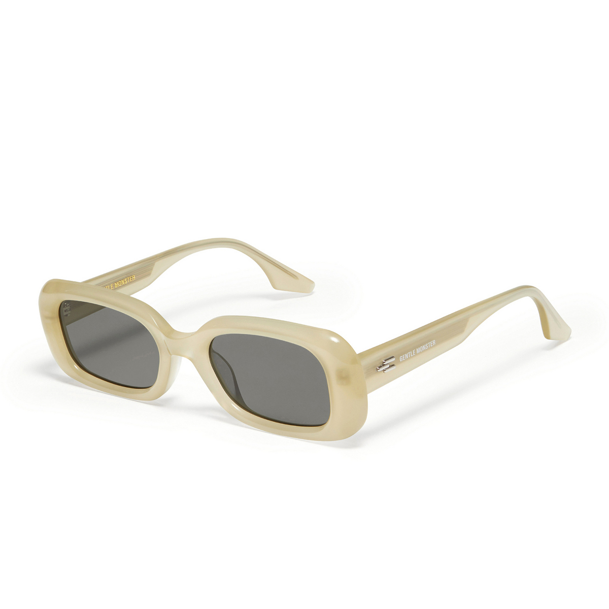Gentle Monster® Rectangle Sunglasses: Bliss color Ivory IC1 - three-quarters view.
