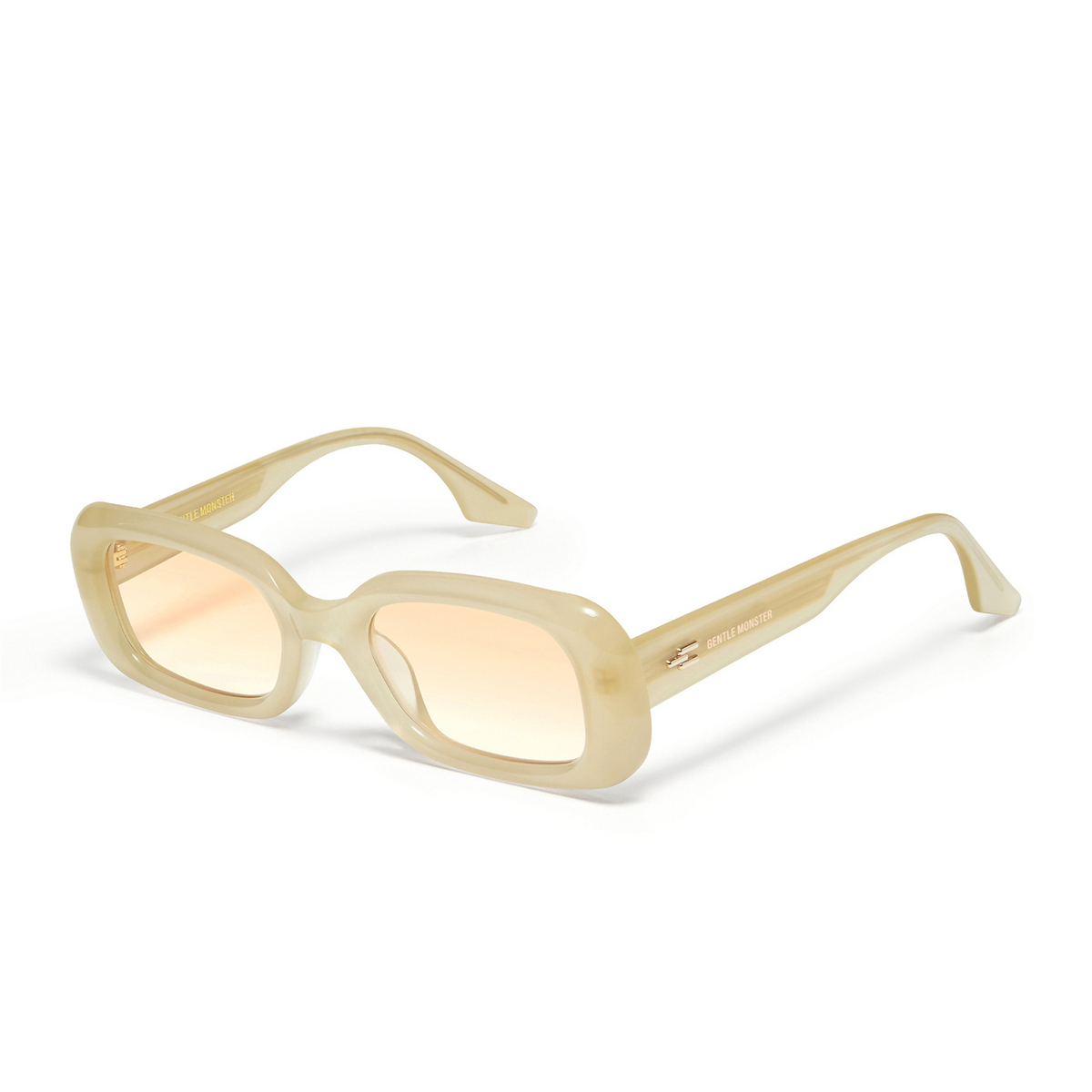 Gentle Monster® Rectangle Sunglasses: Bliss color Yvory IC1OR - three-quarters view.