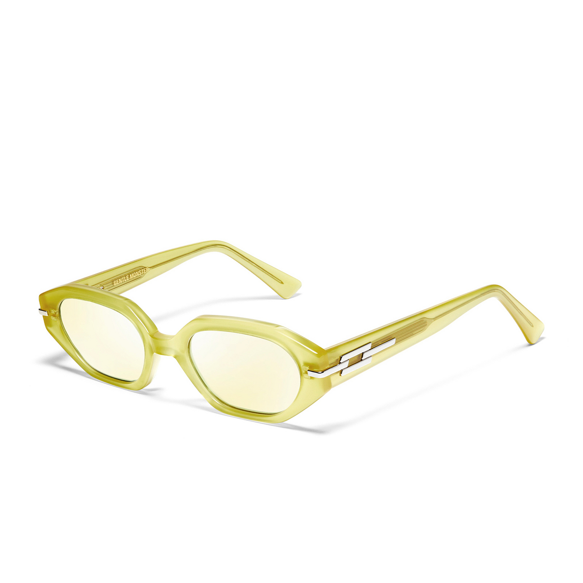 Gentle Monster® Irregular Sunglasses: Corsica color Olive OL3 - three-quarters view.