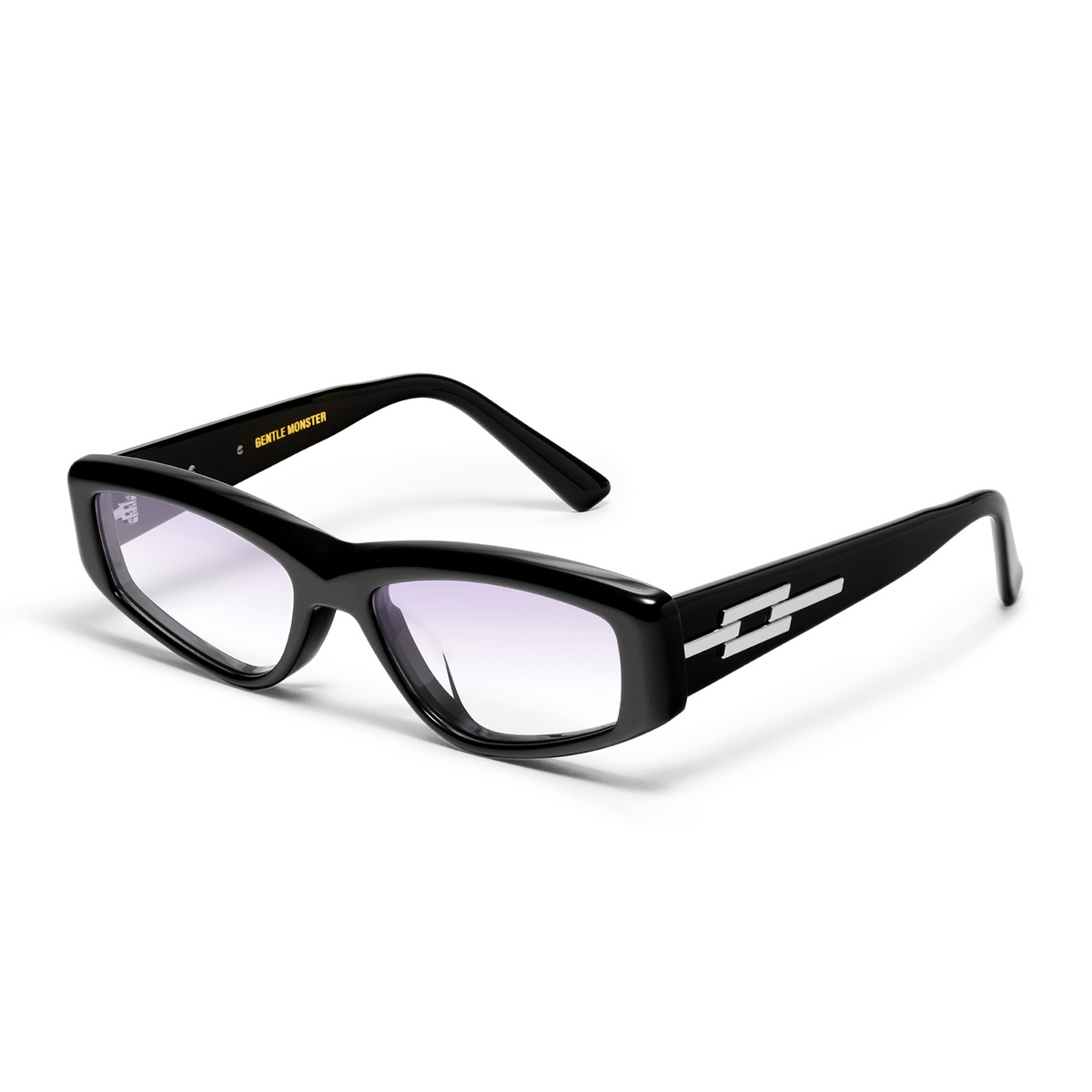 Gentle Monster® Cat-eye Sunglasses: Duru color 01VYG Black - three-quarters view
