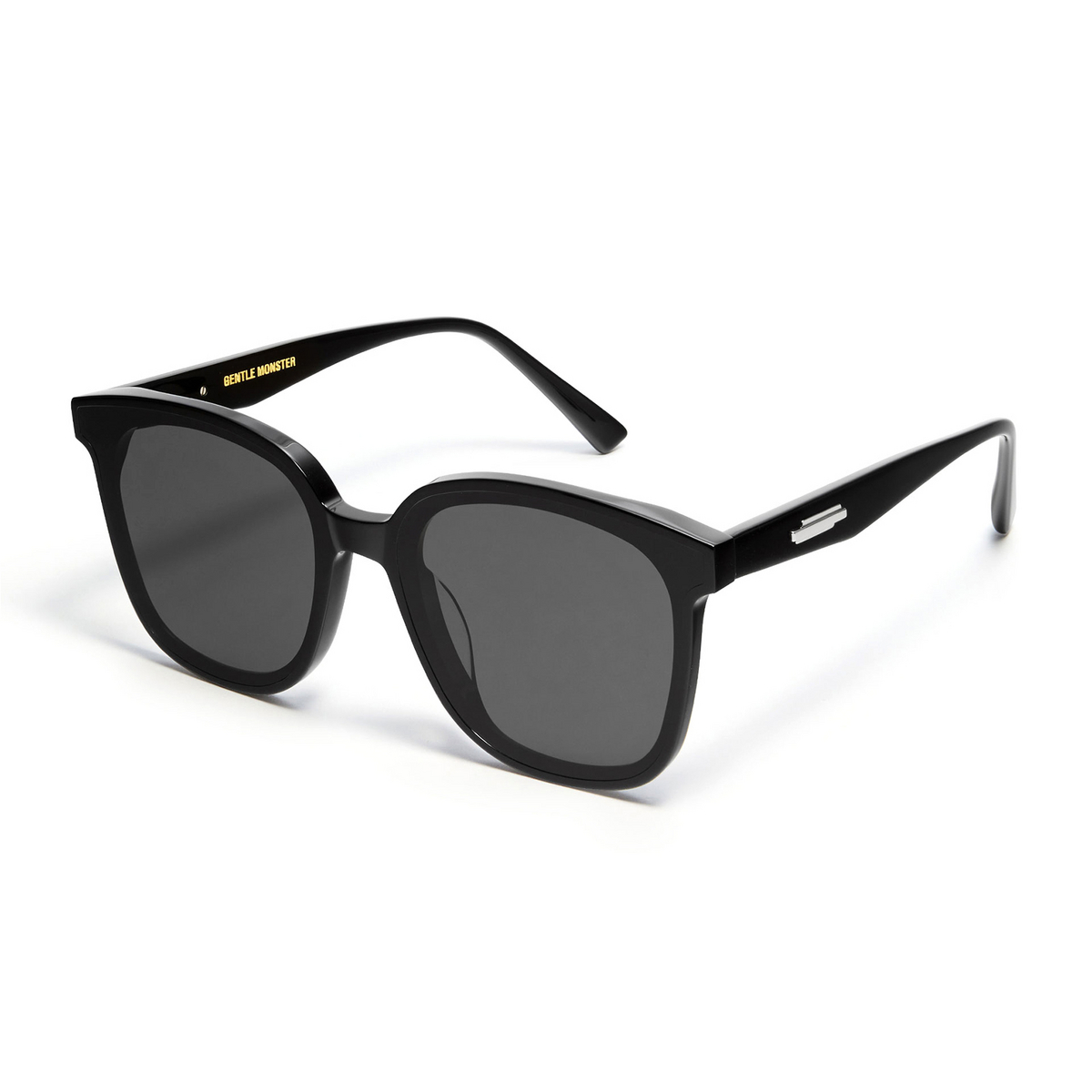 Gentle Monster® Square Sunglasses: Jackie color Black 01 - three-quarters view.