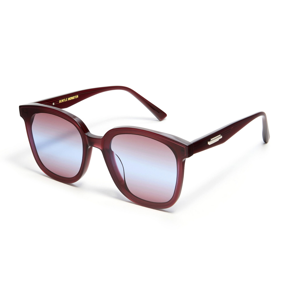 Gentle Monster® Square Sunglasses: Jackie color Red RC3 - three-quarters view.