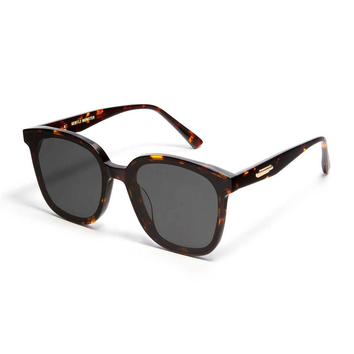 Gentle Monster® Square Sunglasses: Jackie color Brown Tortoise T1 - three-quarters view.