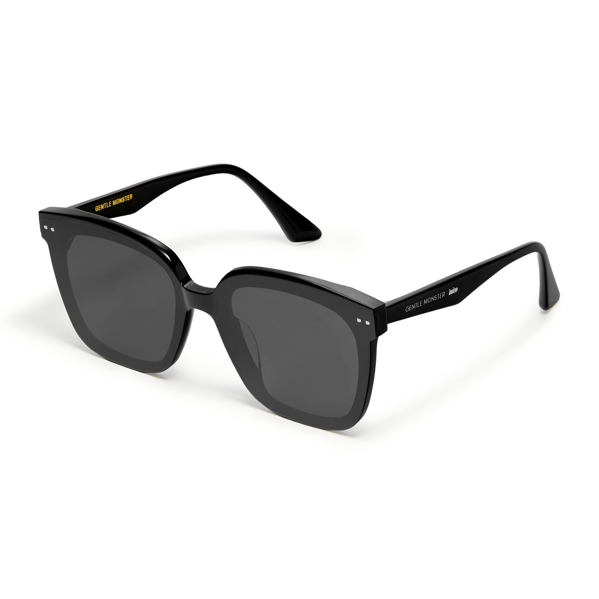 Gentle Monster® Square Sunglasses: Lo Cell color Black 01 - three-quarters view.