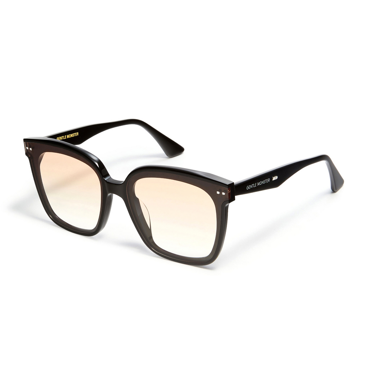 Gentle Monster® Square Sunglasses: Lo Cell color Black 01OG - three-quarters view.